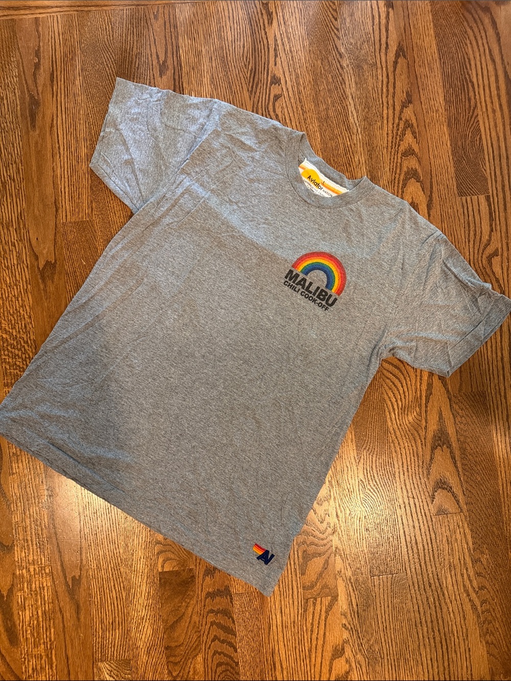 Aviator nation Malibu Rainbow Graphic Gray Crewneck Tee
